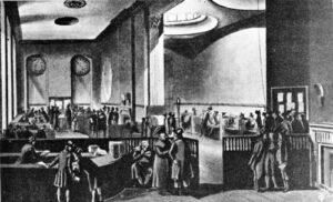 Lloyds Coffee House in the Royal Exchange, Showing the Subscription Room